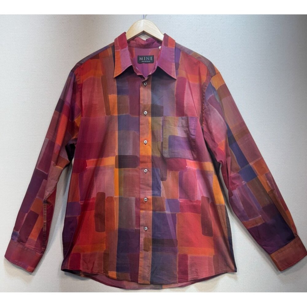 Mine Women's Button Down Shirt Long Sleeve Size XL Multicolor Plaid Lightweight